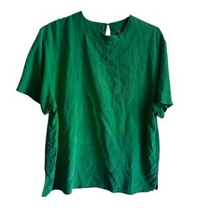 Don Vito Vintage 100% Silk T-Shirt Top Size XL | Emerald Green Short Sleeve